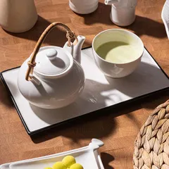 Блюдо для подачи фарфор ,H=15,L=300,B=170мм белый,черный, изображение 3