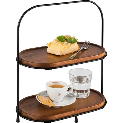 Этажерка 2 яруса металл,дерево ,H=37,5,L=31,B=17см черный, изображение 3