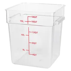 Container for products, graduated  polycarbonate  18 l , H=32, L=28.5, B=28.5 cm  transparent.