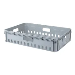 Ящик для продуктов «Евробокс» перфорированный (от -20 °C) полипроп. 27л ,H=13,L=60,B=40см серый