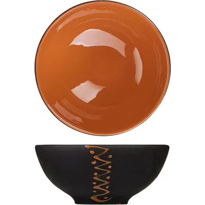 Салатник «Удачный» керамика 450мл D=13,5см черный,оранжев.