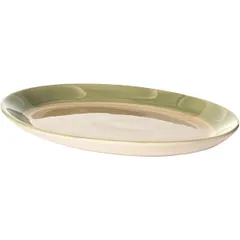 Блюдо «Феннель» овальное фарфор ,H=20,L=280,B=215мм зелен.,бежев., изображение 2
