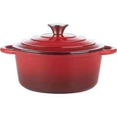 Кастрюля для запекания с крышкой чугун 2,5л D=22,H=15,5см красный,черный, изображение 2