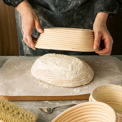 Корзина для расстойки теста овальная на 0,75кг ротанг ,H=75,L=240,B=140мм бежев., изображение 5