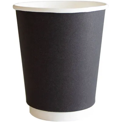 Стакан для горячих напитков одноразовый двухслойный[20шт] картон 250мл D=80,H=92мм черный, Количество (шт.): 20, Цвет: Черный, Объем по данным поставщика (мл): 250