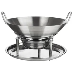 Frying pan “Saj Wok” without lid with handles and stand  stainless steel  D=300, H=61, L=320mm  metal.