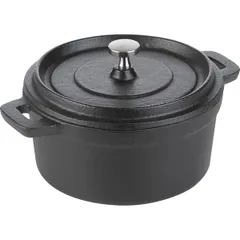 Кастрюля для запекания «Эмбер Каст Мэтт» с крышкой чугун 0,55л D=12,H=5см черный