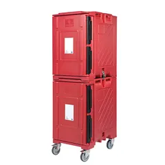 Thermal container with front loading 2 sections on wheels for containers 600*400mm  polyethylene , H=1
