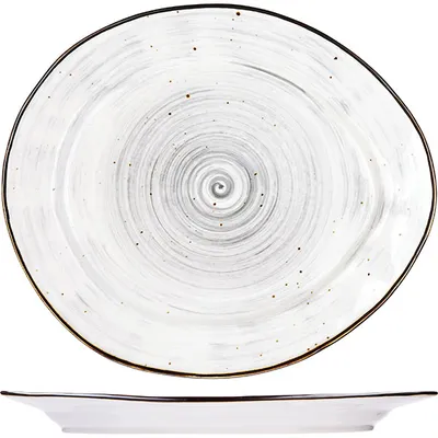 Тарелка «Пастораль» мелкая фарфор ,H=27,L=270,B=230мм серый, Цвет: Серый