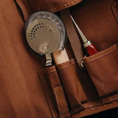 Набор барный «Мотиво» в скрутке (10 предметов)  сталь нерж.,ткань серебрист.,коричнев., изображение 10