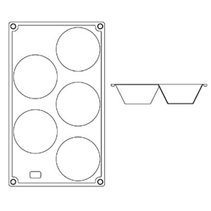 Форма кондитерская «Полусфера» 5ячеек силикон D=80,H=40,L=175,B=300мм