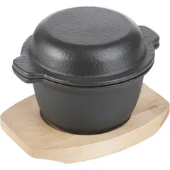 Baking pot “Amber Cast Matt”  cast iron, wood  300 ml  D=115, H=65mm  black, St. tree