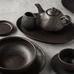 Тарелка «Оникс» овальная керамика ,H=20,L=315,B=220мм черный, изображение 3