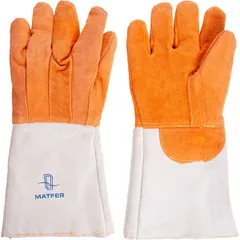 Gloves for pastry chef t=300C (pair)  leather , L=43, B=19 cm  gray, orange.