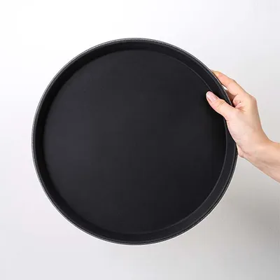 Поднос прорезиненный круглый «Проотель» пластик D=35,5см черный, изображение 8