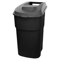 Бак для мусора с крышкой на колесах полипроп. 90л ,H=85,L=53,B=49,5см черный,серый, изображение 2