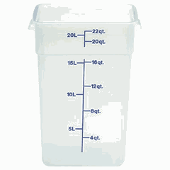 Container for products, graduated  polyprop.  20.8 l , H=40, L=31, B=25.6 cm  transparent.