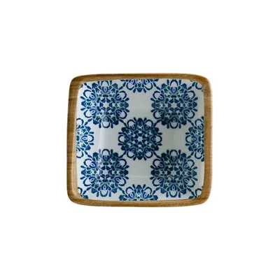 Соусник «Калиф Лотус» квадратный фарфор 80мл ,H=28,L=80,B=85мм белый,синий, изображение 2