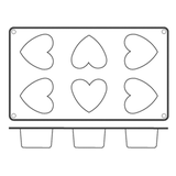 Форма кондитерская «Сердце» [6ячеек] 5.5*5см силикон ,H=35,L=295,B=175мм кирпичн.