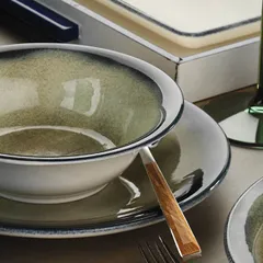 Салатник «Нанокрем Дарк Блю» фарфор 350мл D=160,H=47,5мм тем.син.,зелен., изображение 2