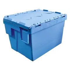 Ящик для продуктов сплошной с крышкой полипроп. 22л ,H=26,5,L=40,B=30см синий
