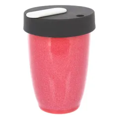 Кружка с двойной стенкой фарфор,силикон 250мл D=8,H=11см малинов.,черный