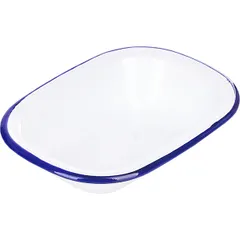 Enameled dish steel 350ml ,L=18,B=13.5cm white,blue