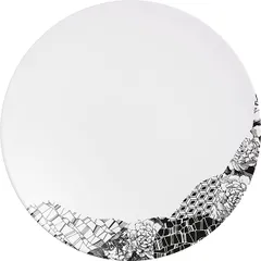 Plate “Fragment Arduaz” small  porcelain  D=25.5 cm  white, gray