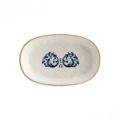 Блюдо сервировочное «Виенто» овальное фарфор ,L=100,B=65мм белый,синий