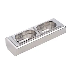 Container for seasonings with a cooling element and gastronorm containers 1/9 (2 pcs.)  stainless steel , H=86, L=415,