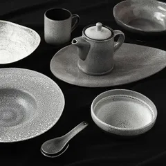 Блюдо «Млечный путь» фарфор ,L=37,B=25см черный,серый, изображение 2