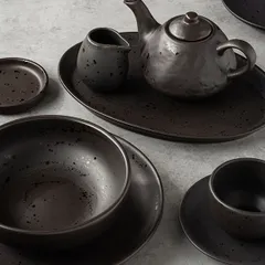 Тарелка «Оникс» без полей керамика D=15см черный, изображение 2