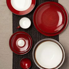 Тарелка «Джаспер» мелкая фарфор D=226,H=25мм белый,красный, изображение 3