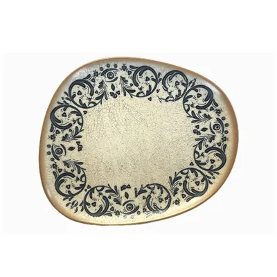 Тарелка «Виенто» асимметричная фарфор ,L=19см белый,синий