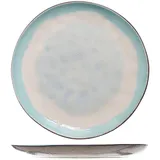 Тарелка «Малибу» мелкая керамика D=20см белый,бирюз.
