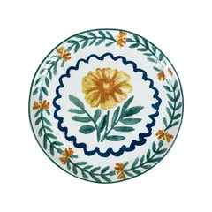 Тарелка «Луга» Цветок плоская керамика D=200,H=15мм белый,разноцветн.