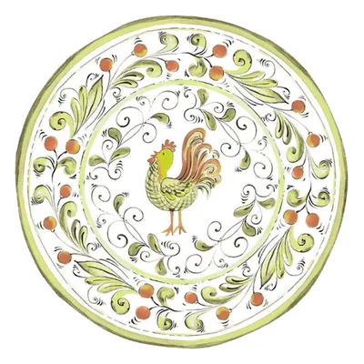 Тарелка «Чинция» фарфор D=31см белый,зелен.