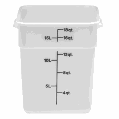 Graduated food container polyethylene 17.2l ,H=32,L=31,B=25.6cm white