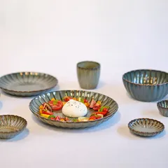 Тарелка «Астера» керамика D=105,H=22мм серый,серо-голуб., изображение 3