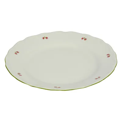 Тарелка «Верона Q0046» плоская фарфор D=25см белый,зелен., изображение 2