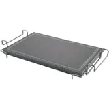 Камень д/подачи горячих блюд+подставка  нат.камень ,H=5,L=37/44,B=23см серый,металлич.