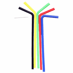 Трубочки со сгибом[100шт] полипроп. D=8,L=250мм разноцветн.