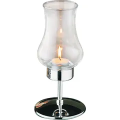 Candlestick with shade  glass, steel  D=107/40, H=223mm  transparent, metallic.