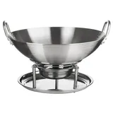 Сковорода «Садж Вок» без крышки с ручками и подставкой сталь нерж. D=380,H=69,L=400мм металлич.