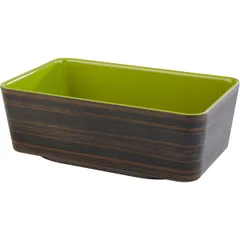 Rectangular salad bowl  plastic  2.5 l , H=90, L=265, B=162mm  wood theme, green.