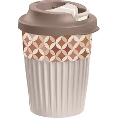 Glass for hot drinks “Geometry”  polyprop.  350 ml  D=92, H=124 mm  beige, brown.