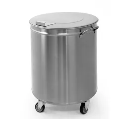 Container for garbage on wheels  stainless steel  50 l  D=39, H=61cm