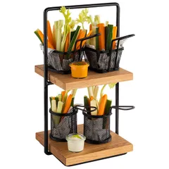 Этажерка «Буфет» 2 яруса дерево,металл ,H=40,5,L=23,B=20см коричнев.,черный, изображение 4