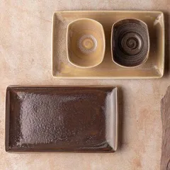 Блюдо сервировочное «Революшн Гранит» фарфор ,H=24,L=270,B=168мм серый,коричнев., изображение 3