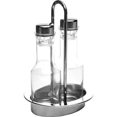 Oil/vinegar set 2 pcs.  glass, stainless steel  D=13.8, H=22, L=13.8, B=13.8cm  transparent, metallic.